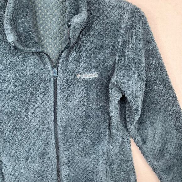 Columbia Teal Blue Green Pearl Plush II Fleece Full Zip Jacket Women's Medium - Picture 4 of 6